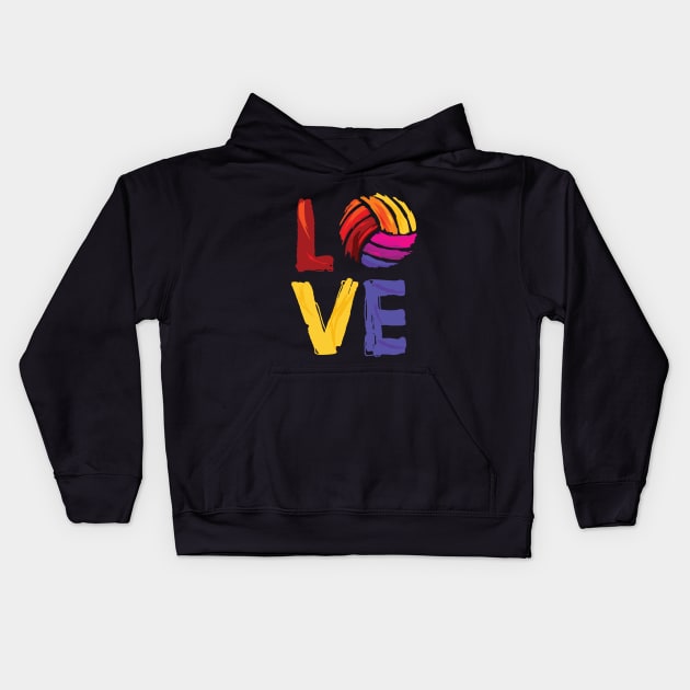 Volleyball - I Love Volleyball Kids Hoodie by Kudostees